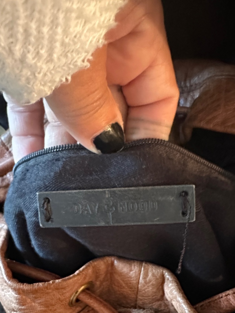 Vintage Brown Leather Drawstring Backpack day & mood - Picture 2 of 8